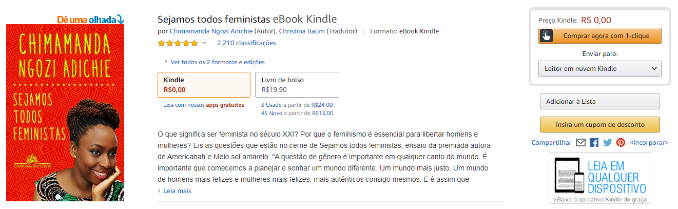 Print da página de compra da Amazon, onde você pode ter acesso ao livro gratuitamente