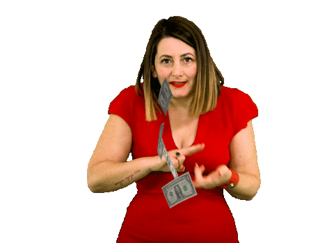 Veronica Benini a estrategista digital mais corajosa da web está  usando um vestido vermelho aderente com um decote em V, que gira dinheiro ao infinito.