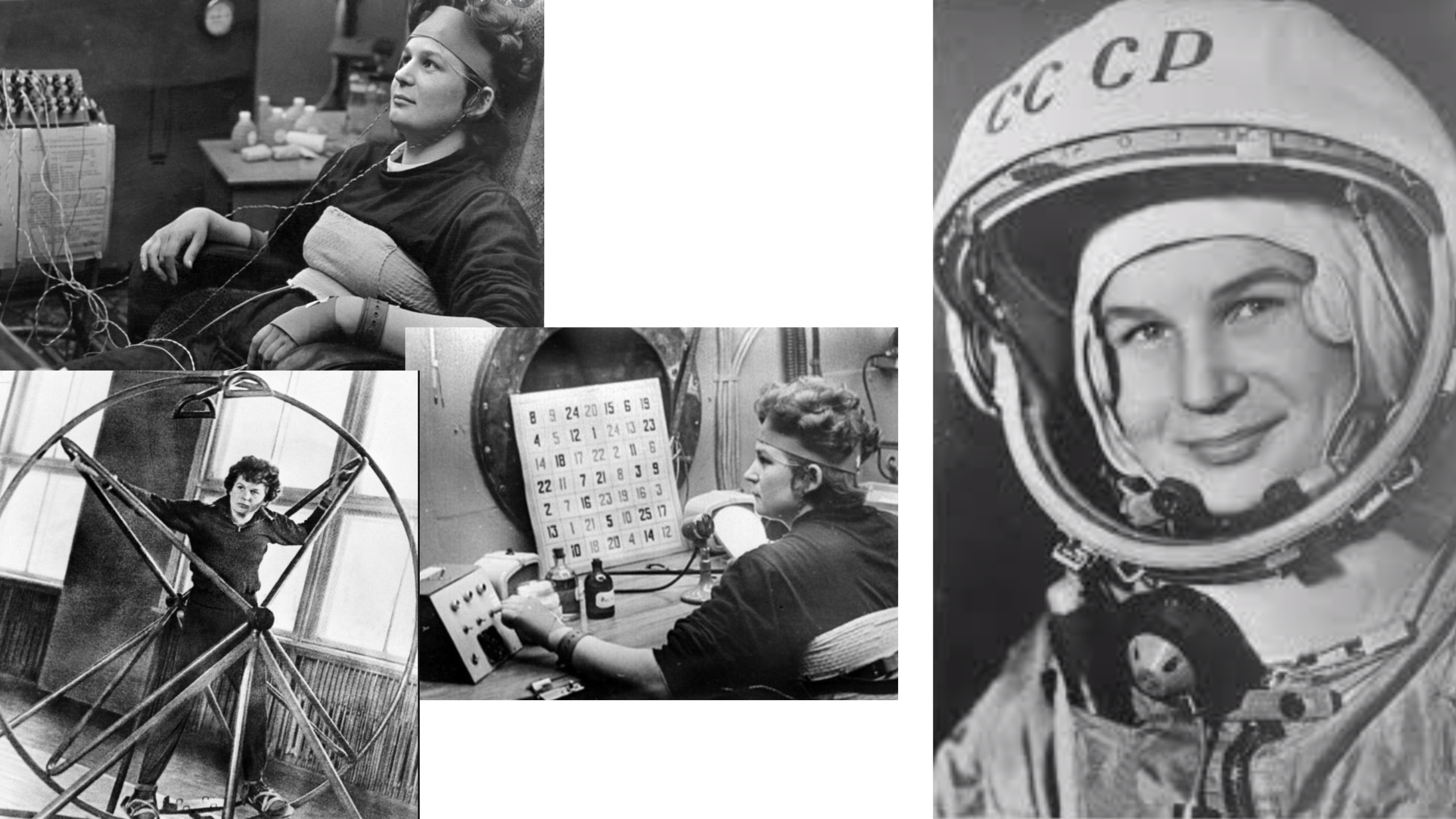 Valentina Vladimirovna Tereshkova durante seu treinamento para ser a primeira mulher no espaço. 