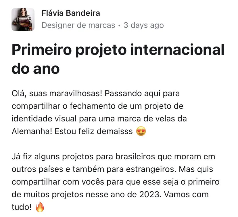 flavia projeto internacional