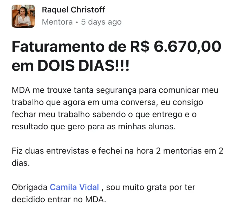 raquel faturamento